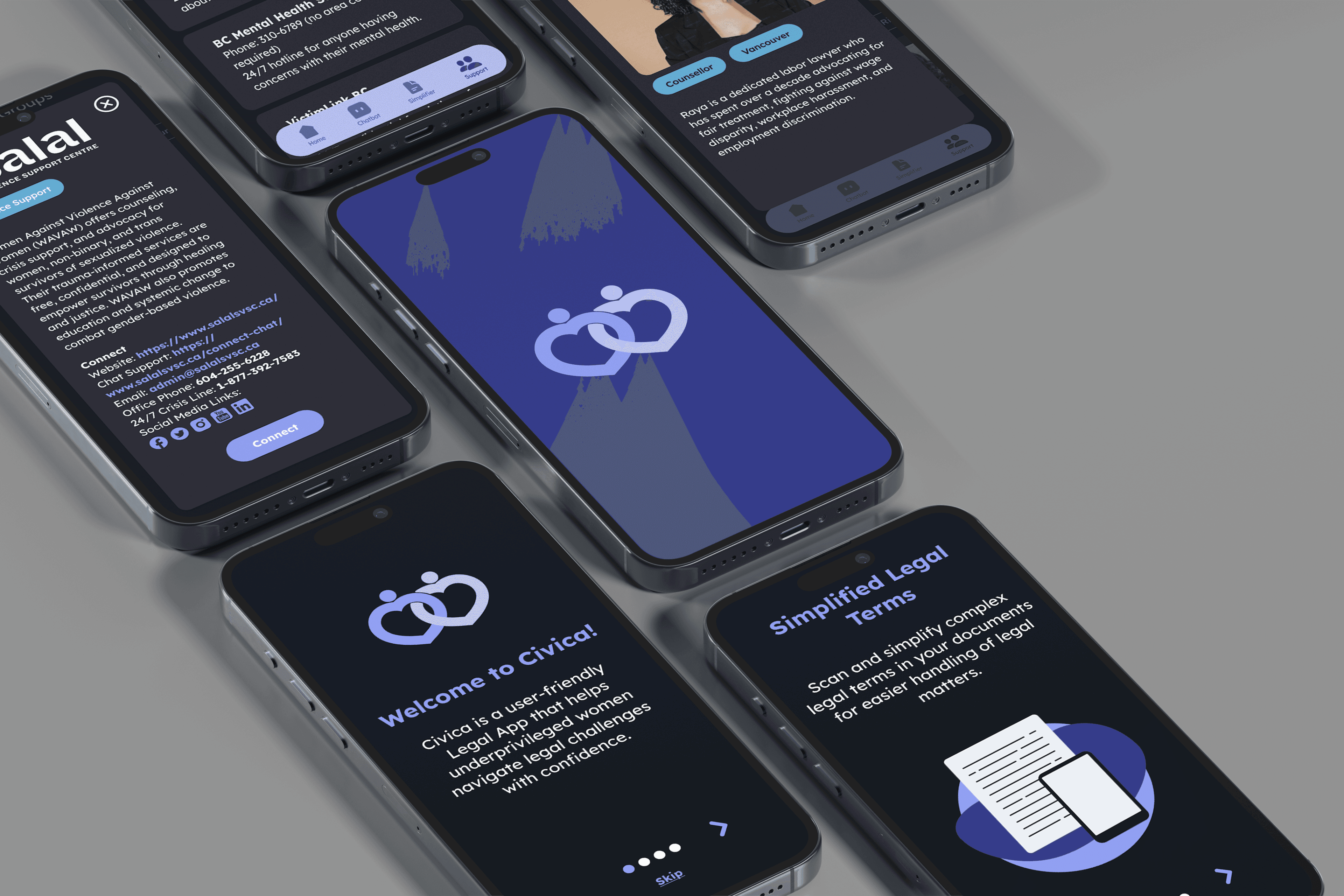 other screen mockups of the app