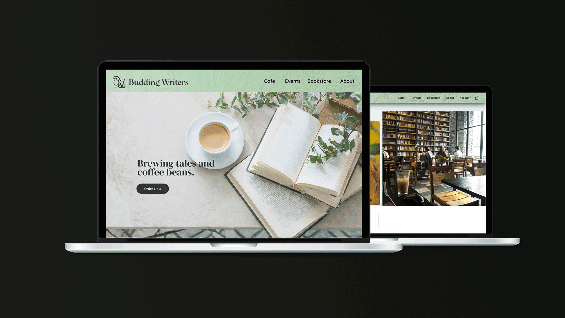 Budding Writers desktop mockup for home page